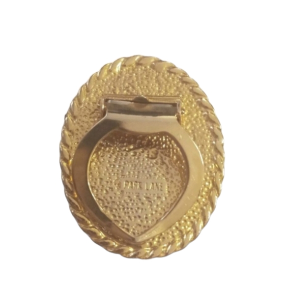 Vintage PARK LANE Colossal Gold Blue Lucite Stone Dress Scarf Clip - Picture 4 of 5